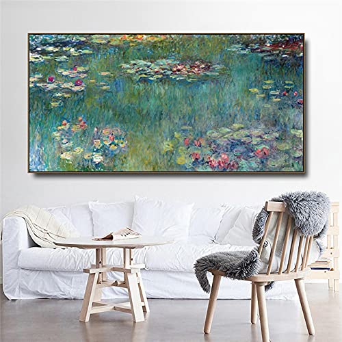 Claude Monet arte lienzo pintura nenúfares ninfas nenúfar arte de pared carteles e impresiones imágenes sala de estar decoración 70x140cm sin marco