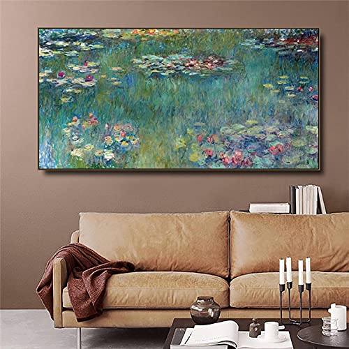 Claude Monet arte lienzo pintura nenúfares ninfas nenúfar arte de pared carteles e impresiones imágenes sala de estar decoración 70x140cm sin marco
