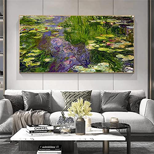 Claude Monet arte lienzo pintura nenúfares ninfas nenúfar arte de pared carteles e impresiones imágenes sala de estar decoración arte 50x100cm sin marco
