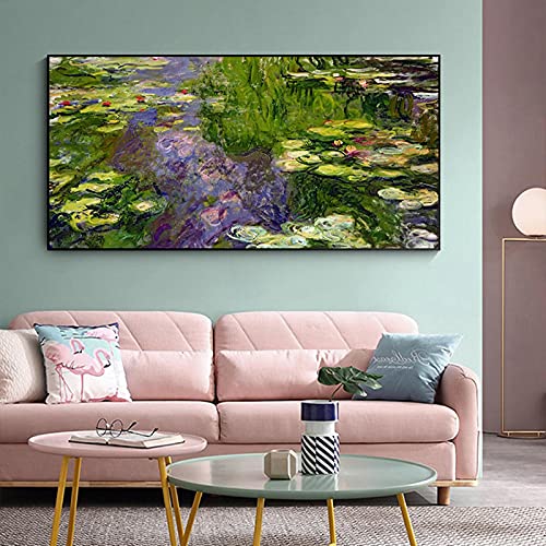 Claude Monet arte lienzo pintura nenúfares ninfas nenúfar arte de pared carteles e impresiones imágenes sala de estar decoración arte 50x100cm sin marco