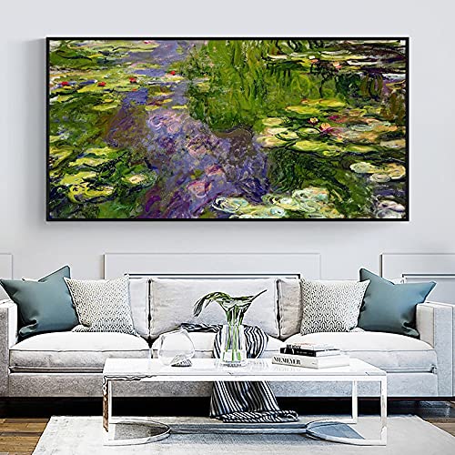 Claude Monet arte lienzo pintura nenúfares ninfas nenúfar arte de pared carteles e impresiones imágenes sala de estar decoración arte 50x100cm sin marco