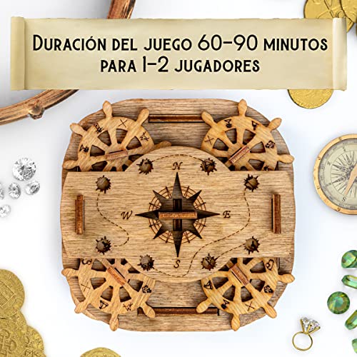 Cluebox, Un juego de escape en una caja, el cofre de Davy Jones, rompecabezas 3D de madera cada de regalo, caja de trucos