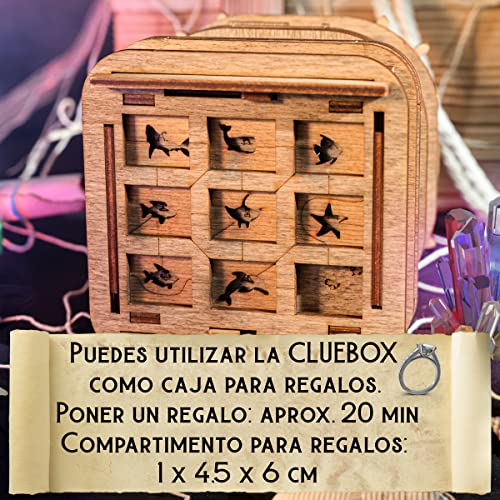 Cluebox, Un juego de escape en una caja, el cofre de Davy Jones, rompecabezas 3D de madera cada de regalo, caja de trucos