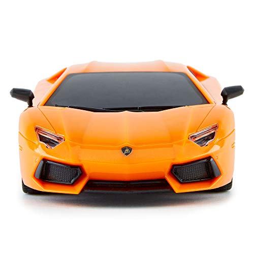 CMJ RC Cars Lamborghini Aventador Oficial de Control Remoto para Niños con Luces de Trabajo, Radio Controlado en Carretera RC Coche 1:24 Modelo, 2.4Ghz, (Naranja)