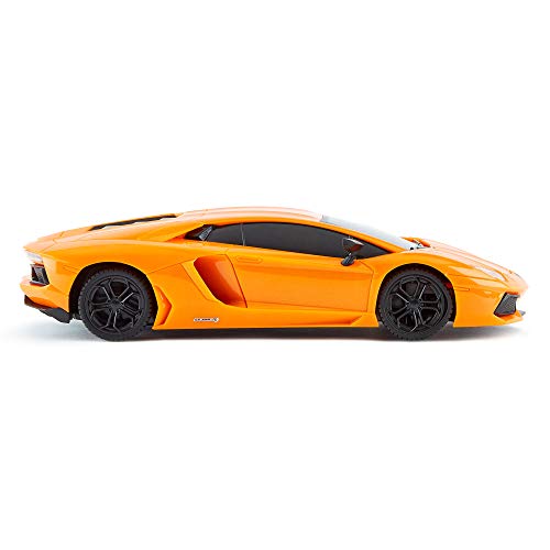 CMJ RC Cars Lamborghini Aventador Oficial de Control Remoto para Niños con Luces de Trabajo, Radio Controlado en Carretera RC Coche 1:24 Modelo, 2.4Ghz, (Naranja)