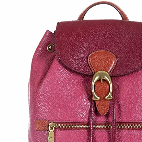 Coach Mochila Evie para mujer, cierre de cordón, piel martillada, fucsia, 21 x 20 x 11 cm