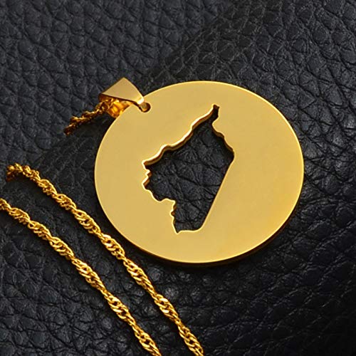 Collar Redondo Dorado con Mapa De Siria, Colgante De Encanto Femenino, Joyería Siria, Regalo De Oriente Medio # 016021