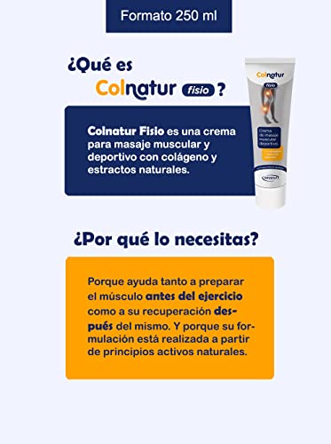 Colnatur Fisio - Crema de Masaje Muscular Deportivo, con Colágeno y Extractos Naturales, 250 ml