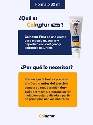 Colnatur Fisio - Crema de Masaje Muscular Deportivo, con Colágeno y Extractos Naturales, 60 ml