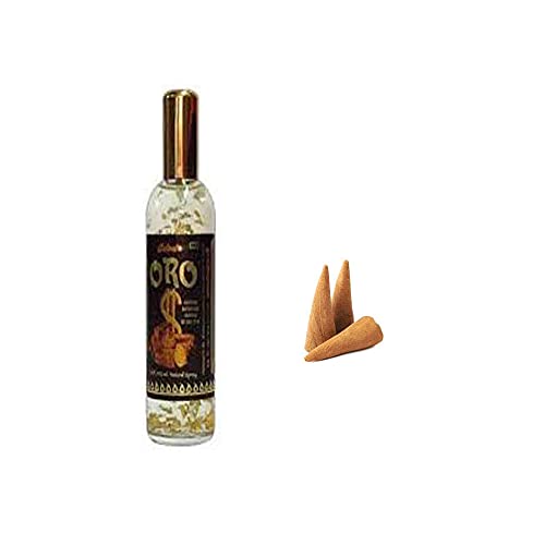 Colonia esotérica Oro, Natural Spray más 3 conos de incienso DoraZen