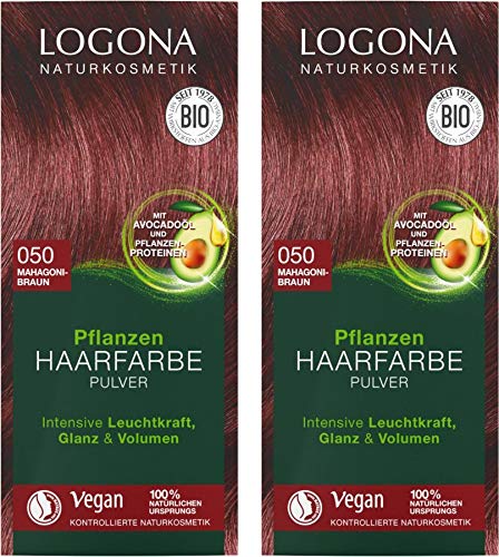 Color Del Pelo Herbal Henna De Logona Pelo Color caoba en paquete doble 2 x 100 g