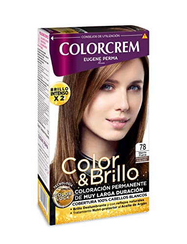 Colorcrem Color & Brillo - Tinte permanente mujer - Tono 78 Marrón Praliné, con tratamiento nutri-protector al aceite de Argán. + 45% de producto | Disponible en más de 20 tonos.