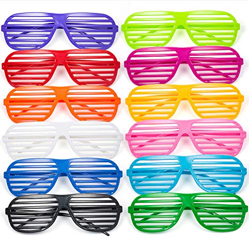 Comius Gafas de Fiesta, 12 Pares Multicolor Gafas de Sol para Fiestas de Juguete Gafas de Sol Disfraz Gafas de Persiana para Fiesta Disfraces