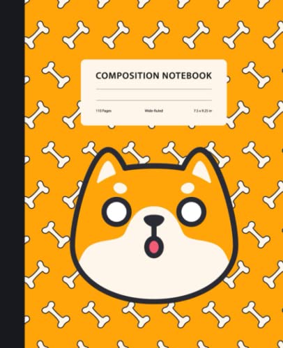 Composition Notebook: Wow Shiba Inu Puppy Cover - Wide Ruled Lined Paper Journal, 110 Pages, 7.5" x 9.25"(for Students, Kids, Teens, Adults)