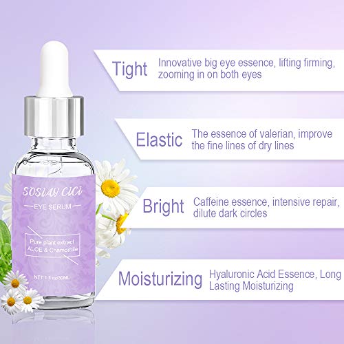 Contorno de Ojos Serum, Suero Antiarrugas, Reduce Arrugas, Líneas Finas y Círculos Oscuros, Cafeína Suero Antiedad para Los Ojos 30ml