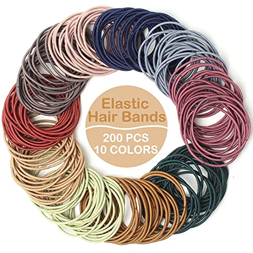 Cooetr 200 Piezas Gomas de Pelo Multicolor Elástico Pelo Gomas sin Metal Suave Elástico Gomas Para el Pelo Para Mujer Pelo Grueso y Rizado para Mujeres y Niñas