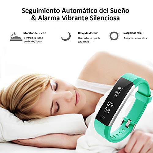 COOLEAD Pulsera Actividad Mujer Hombre Reloj Inteligente Podómetro Monitor de Actividad Impermeable IP67 Fitness Tracker Pulsera Deportiva con Contador de Calorías Monitor de Sueño para iOS Android