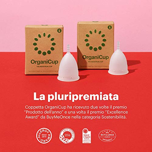 Copa menstrual OrganiCup - Talla Mini - Ganadora del los AllergyAwards 2019 - almohadillas y tampón alternativo - Silicona suave, flexibe y reutilizable de grado medicinal