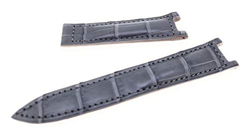 Correa de reloj para Pasha de Cartier, color gris, cierre plegable de piel de cocodrilo, 20 mm, fabricado en Alemania