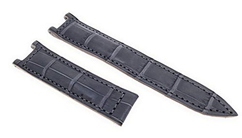 Correa de reloj para Pasha de Cartier, color gris, cierre plegable de piel de cocodrilo, 20 mm, fabricado en Alemania