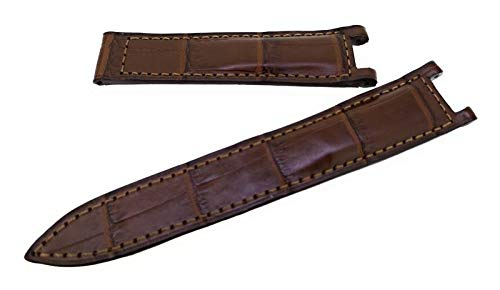 Correa de reloj para Pasha de Cartier, color marrón, cierre plegable, piel de cocodrilo, 20 mm, fabricado en Alemania