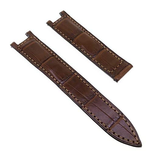 Correa de reloj para Pasha de Cartier, color marrón, cierre plegable, piel de cocodrilo, 20 mm, fabricado en Alemania