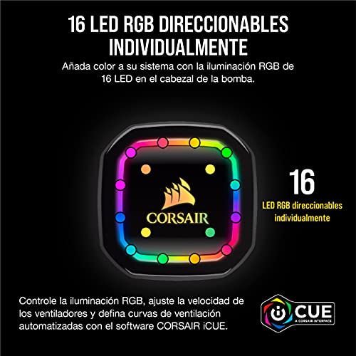 Corsair iCUE H150i RGB PRO XT Refrigerador Líquido para CPU, Radiador de 360 mm, Tres Ventiladores Corsair ML PWM de 120 mm, 400 - 2400 RPM, Cabezal de Bombeo RGB Dinámico y Multizona, Negro