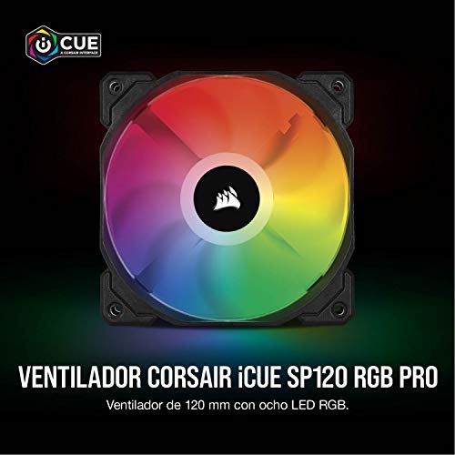 Corsair iCUE SP120 RGB PRO - Ventilador de chasis de 120mm, Silencioso, de Flujo de aire elevado, Paquete Individual