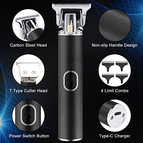 Cortadoras de pelo,Cortapelos Eléctrico Profesional, Cortapelos Para Hombres Inalámbrica Recargable,Cortapelos con Cuchilla en T para Hombres con cargador USB,4 tipos de peines guía