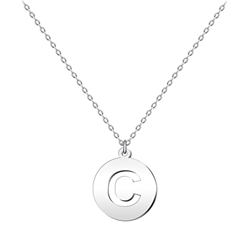 Cotigo - Collar Letra C acero inoxidable - Colgante letra inicial A-Z - Collar mujer – Cadena con dije letras - Regalo personalizado para mujer, niña, mejor amiga (C-Plateado)