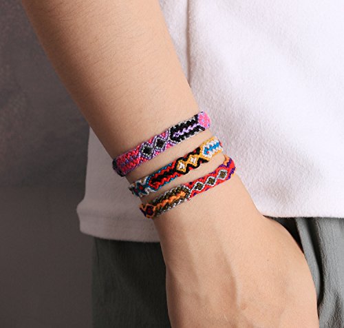 C·QAUN CHI 10 Piezas de Mezcla de Colores de Hilo de algodón Trenzado Pulsera étnica Tribal Amistad Pulsera Tejida a Mano joyería de Moda