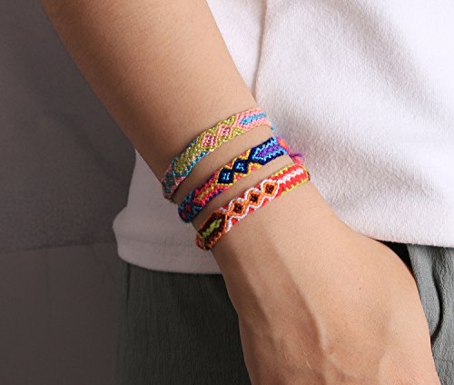 C·QAUN CHI 10 Piezas de Mezcla de Colores de Hilo de algodón Trenzado Pulsera étnica Tribal Amistad Pulsera Tejida a Mano joyería de Moda