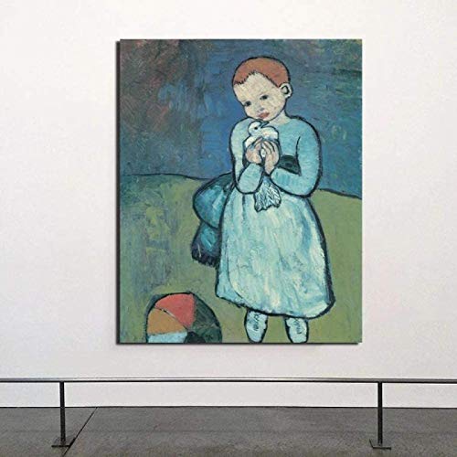 Crazystore Nórdico 30x50cm sin Marco Póster de Pablo Picasso Impresiones Niño con una Paloma Picasso Lienzo Pintura al óleo Sala de Estar Moderna Decoración de Dormitorio para niños