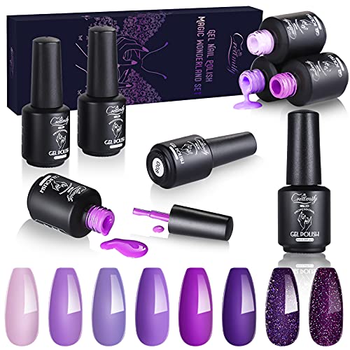 Creamify Esmaltes Semipermanentes de Uñas en Gel UV LED -8 Colores Esmaltes de Uñas en Gel 8pcs Kit de Esmaltes de Uñas 8ml (Serie Purple Magic Wonderland)