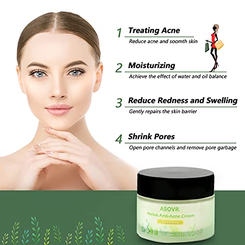 Crema Antiacne Para el Rejuvenecimiento de la Piel, Acné Crema Removedor de Puntos Negros, Crema Antimanchas Facial a base de Hierbas,Anti Acne, Equilibrio de Agua y Aceite,Acne Tratamiento, 50g