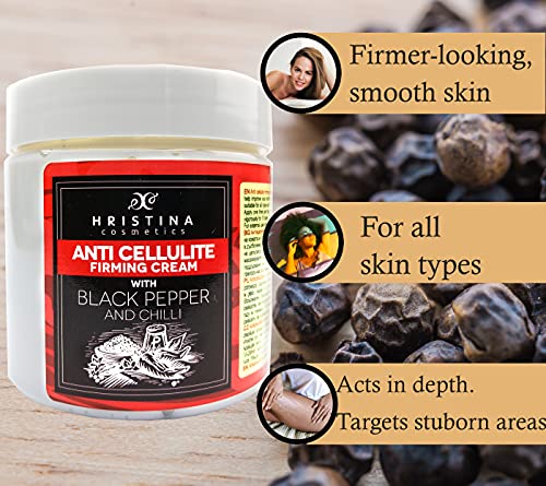Crema Anticelulítica Con Pimienta Negra | Removedor de celulitis, reafirmante y tensor, perfecto para el tratamiento anticelulítico Masaje para piernas, glúteos, muslos, grasa abdominal