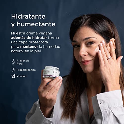 Crema Hidratante Facial Mujer Rejuvenecedora con Telomerasa y Acido Hialuronico, Crema antiarrugas mujer de día y de noche con 95.80% de ingredientes naturales. Ardaraz