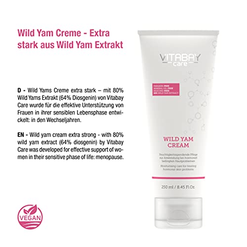 Crema mujer Vitabay Wild Yams (250 ml) • Crema antiedad ecológica con 80% Extracto de Ñame reafirmante • Efecto hidratante, antiarrugas y antimanchas • 64% diosgenina