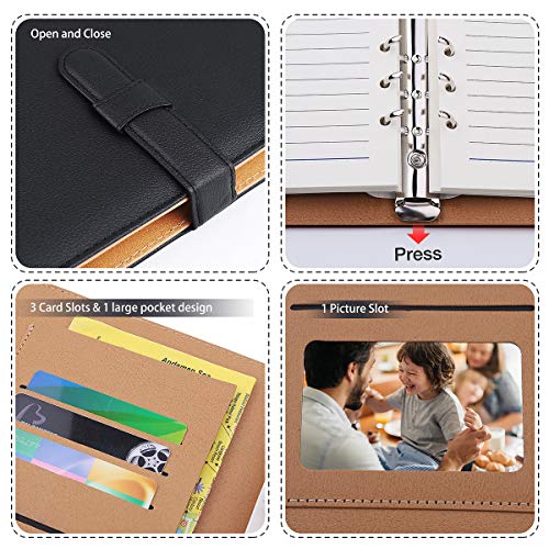 Cuaderno de piel Minlna tamaño A5, cuaderno/libreta de hojas sueltas recambiables, 200 páginas gruesas, forro clásico con bolsillo y soporte para bolígrafo, ideal como regalo