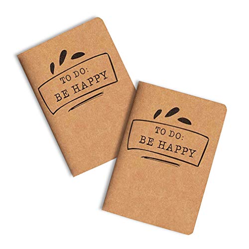 Cuadernos de papel kraft a rayas con tapa blanda - 6 diseños con temas felices - Paquete de 24, 80 páginas cada uno, Marrón, 10,2 cm x 14,5 cm