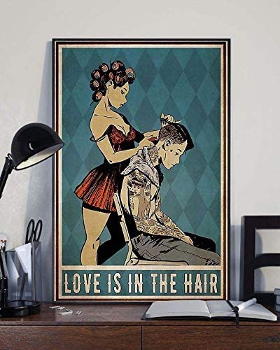 Cuadros Decoracion Salon El amor está en el pelo Regalo para peluquería Peluquería Póster de lienzo para el hogar Hogar Habitacion