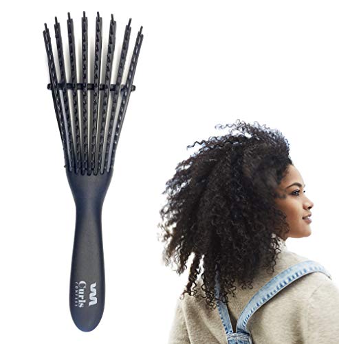 CurlsConfess - Cepillo para desenredar y definir pelo rizado y pelo afro - Peine desenredante antitirones - Desenreda rizos 3a-4c - Ez Curly Detangler para tu cabello rizado - Cepillo D-Tangle - Flex