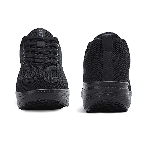 CXWRZB Casual Zapatillas Deportivas con Plataforma y tacón de cuña para Mujeres Negro C 40 EU