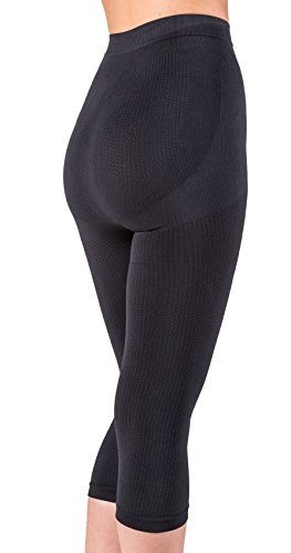 CzSalus Pantalón Corto Anti-celulítico, Vaina con Funda Interna sin Costuras con la cafeína + Vitamina E - Negro tamaño M