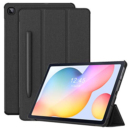 Dadanism Funda Compatible con Galaxy Tab S6 Lite(Modelo de 2020) 10.4" Tablet, Ligero Protector con Portalápices Elástico de PU Ultradelgada de Tres Pliegues con Auto Estela/Sueño - Negro