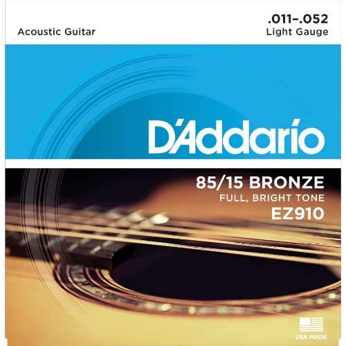 D'Addario Cuerdas Guitarra Acustica | Cuerdas de Guitarra | Cuerdas de Guitarra Acustica | EZ910 Juego de cuerdas para guitarra acústica de bronce, 011' - 052'