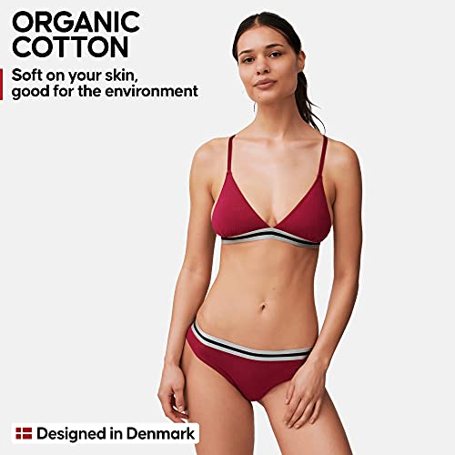 DANISH ENDURANCE Braguitas de Algodón orgánico, Pack de 3, Corte Bikini, Ropa Interior de Mujer Elástica y Cómoda, Certificado Oeko-Tex (Multicolor (1x Negro, 1x Gris, 1x Rosa Frambuesa), M)