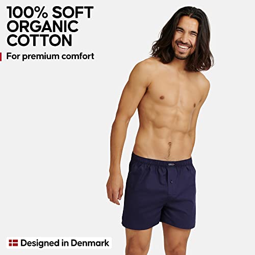 DANISH ENDURANCE Organic Woven Boxers L Assorted Blue/Grey Mix 4-Pack