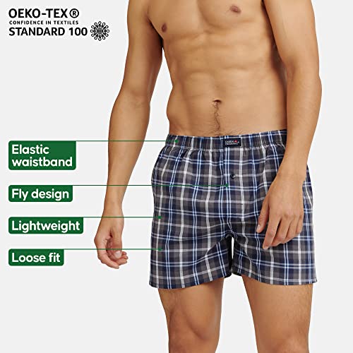 DANISH ENDURANCE Organic Woven Boxers L Assorted Blue/Grey Mix 4-Pack