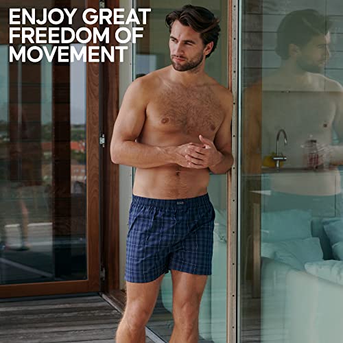 DANISH ENDURANCE Organic Woven Boxers L Assorted Blue/Grey Mix 4-Pack